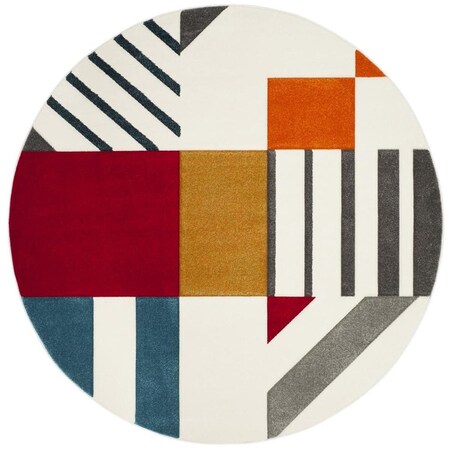 Safavieh 4 x 4 ft. Hollywood 709B Power Loomed Round Area Rug; Ivory & Peacock Blue HLW709B-4R